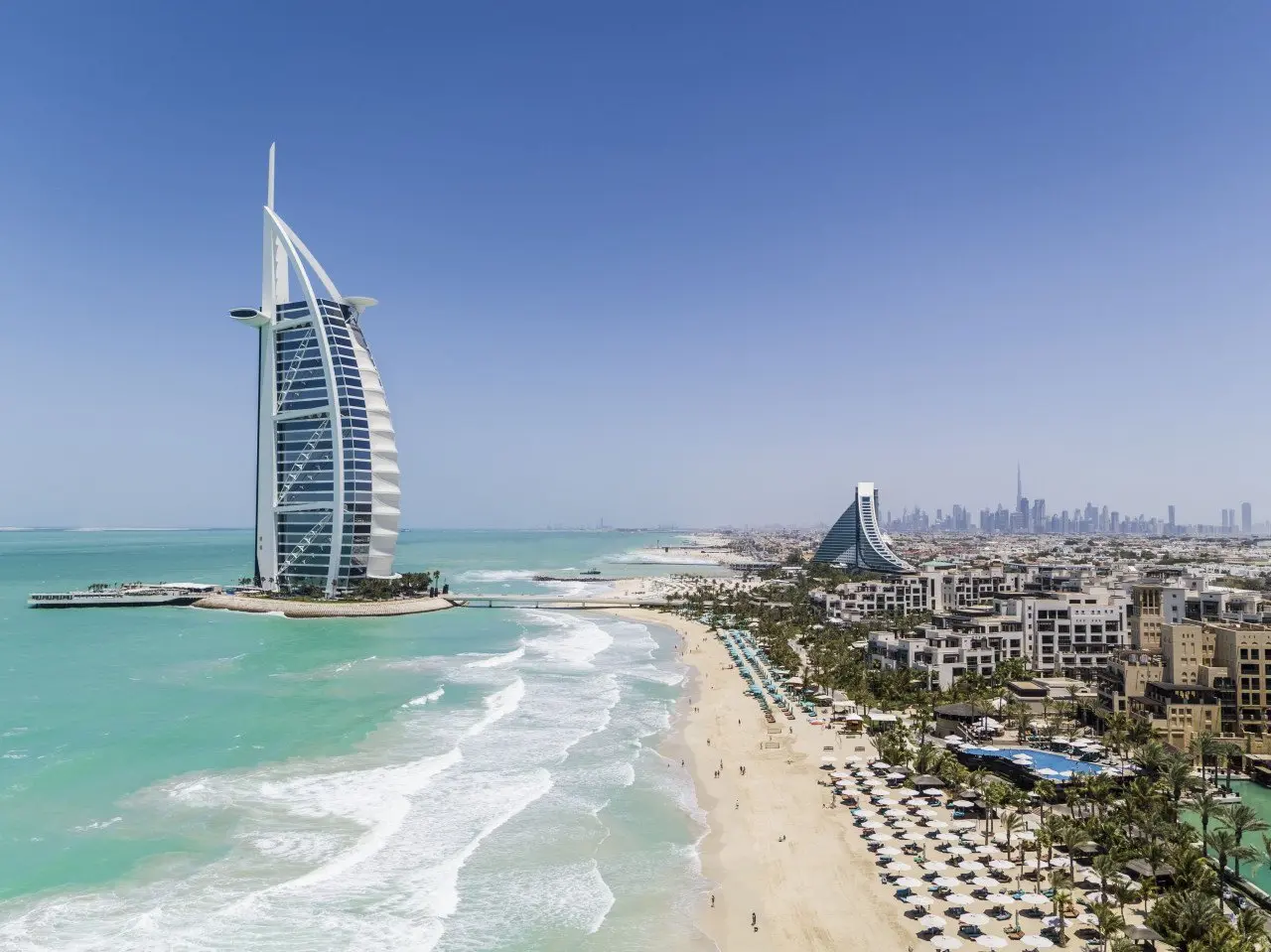 Burj Al Arab Jumeirah - Jumeirah Beach Hotel  - Jumeirah Al Naseem - Private Beach - Drone-retouched