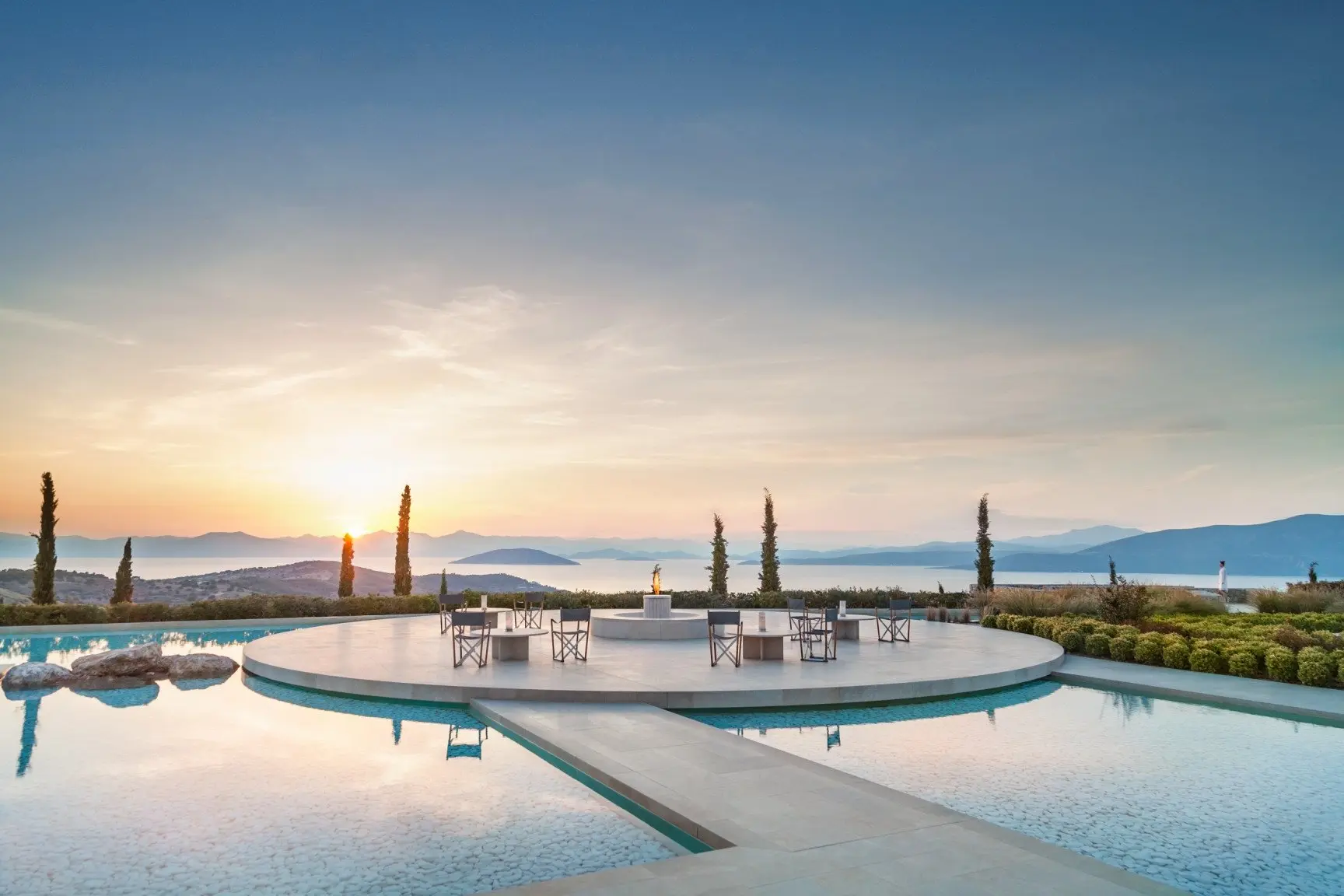 Amanzoe, Greece - Resort, Main Terrace, Fire pit_6805_edit