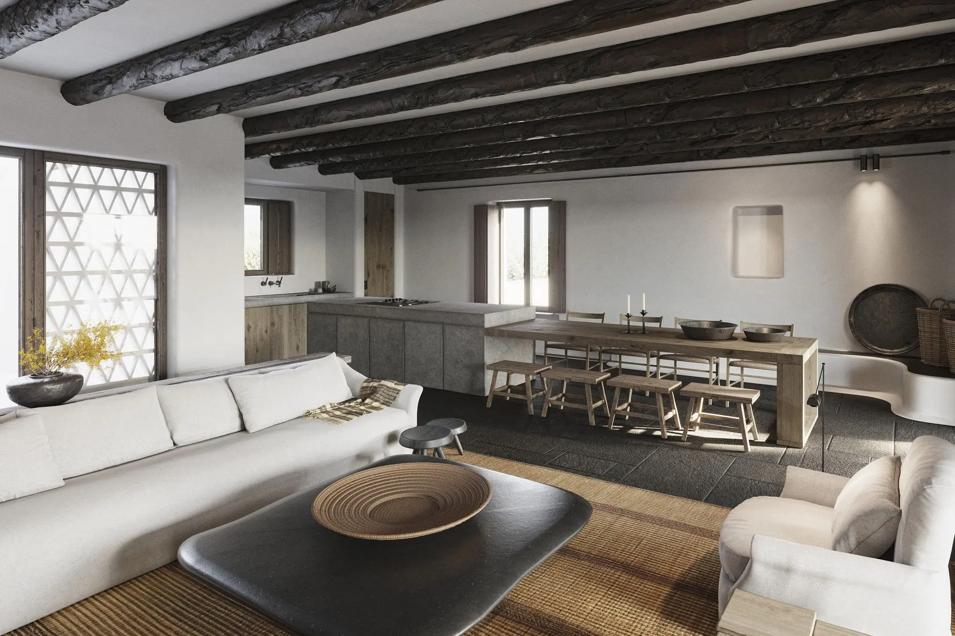 Rendering - Apollon Villa Living & Dinning & Kitchen area_edit