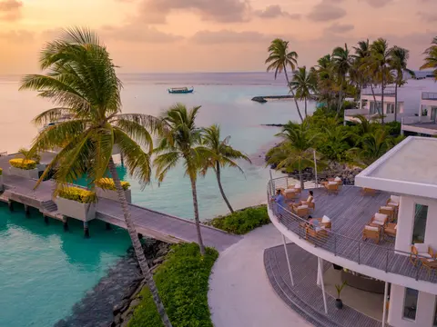 Jumeirah Maldives - Cafe Lounge - Sunset Aerial