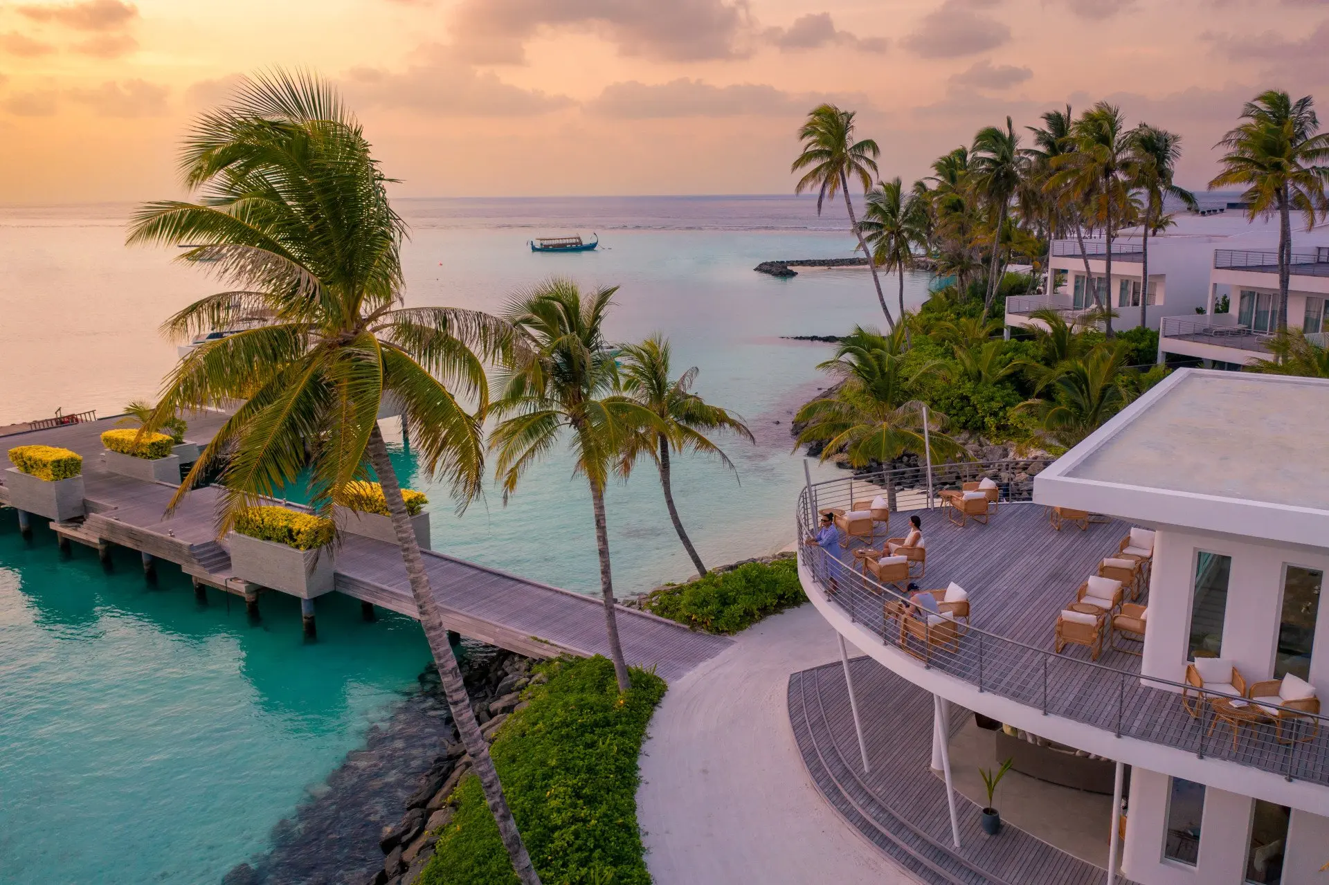 Jumeirah Maldives - Cafe Lounge - Sunset Aerial