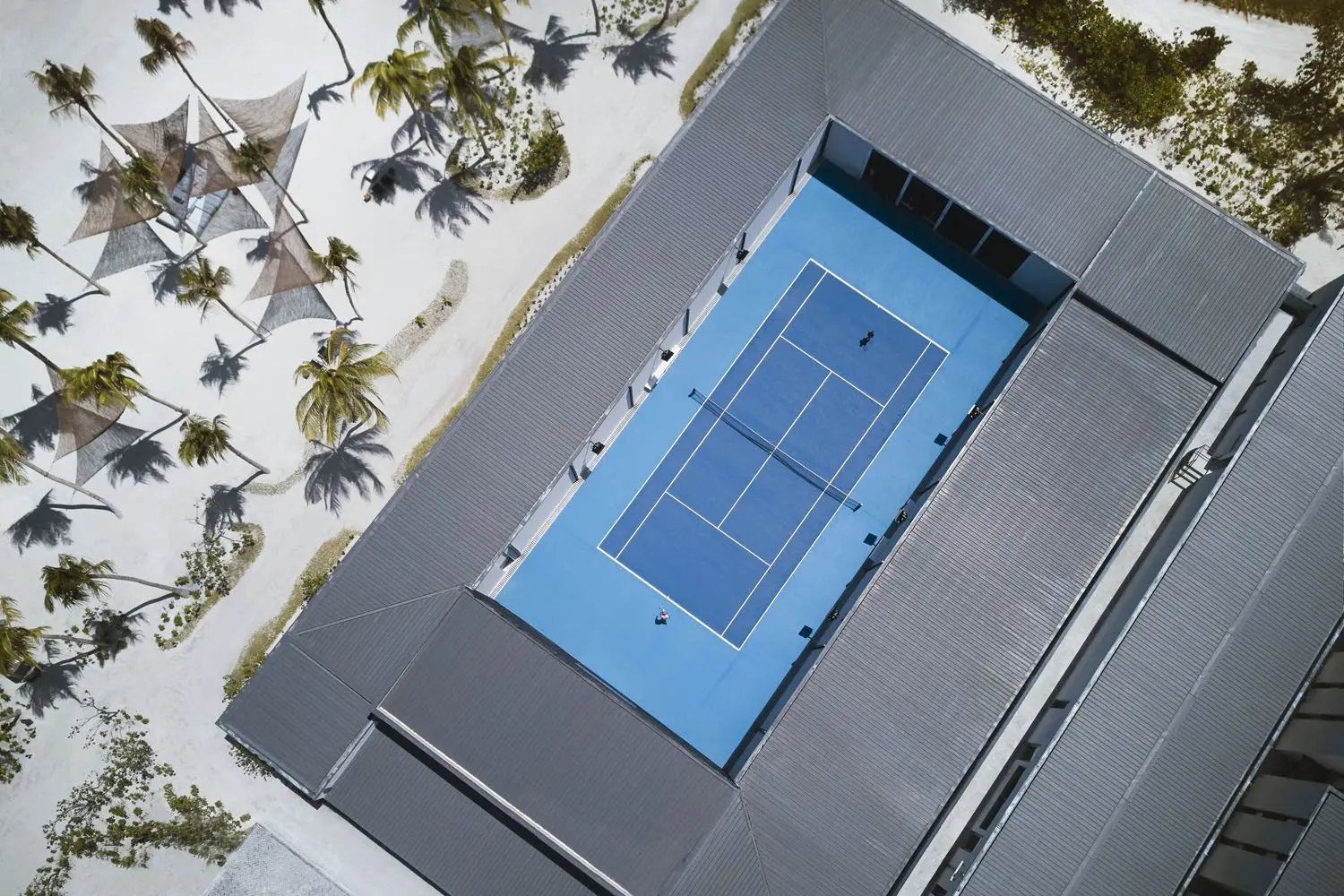 The Ritz-Carlton Maldives, Fari Islands - Tennis Court_Aerial