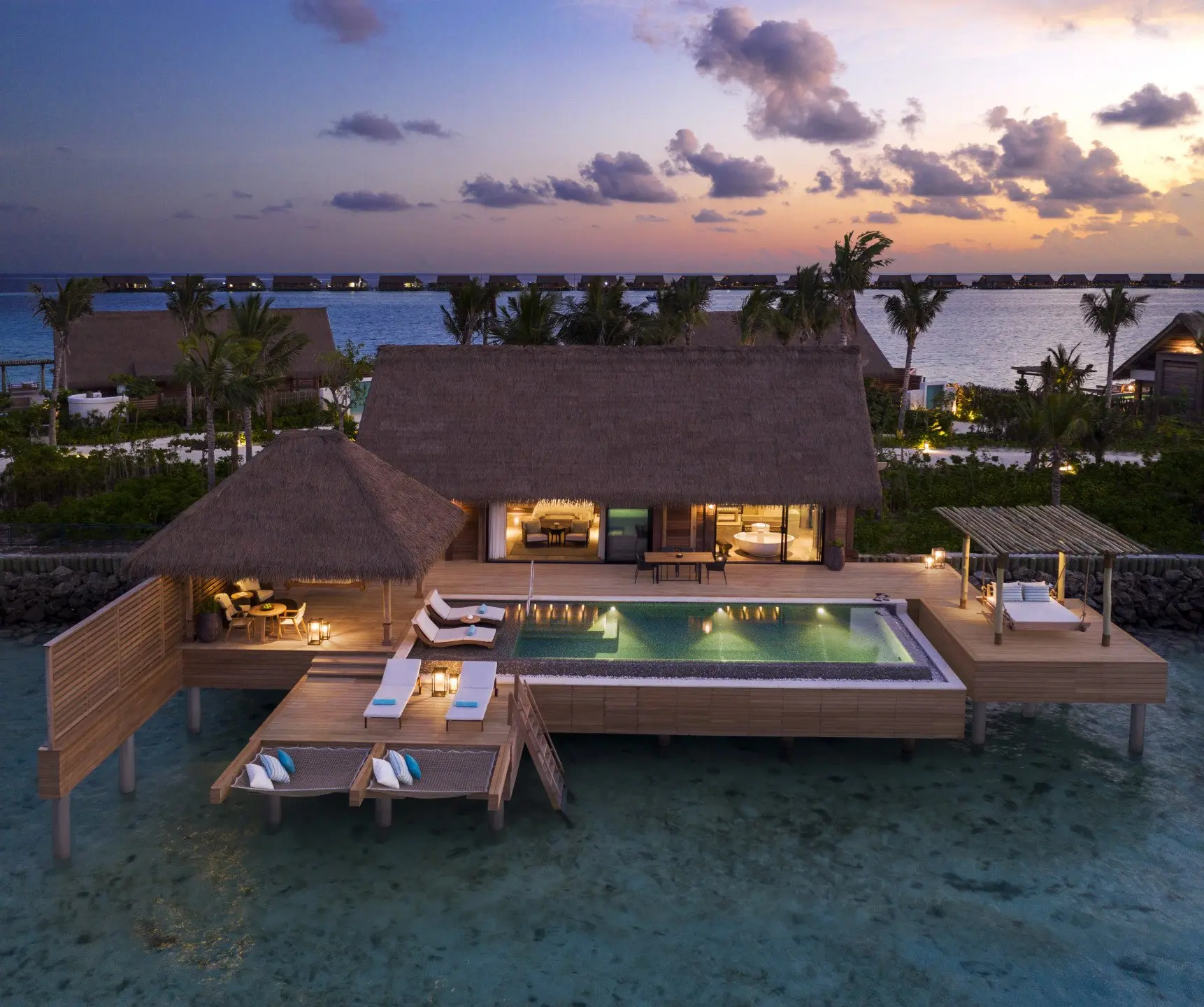 1. King Reef Villa_Twilight Aerial View