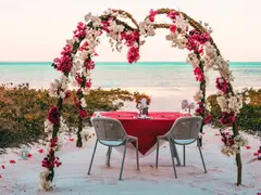 Romantic beach dining set up