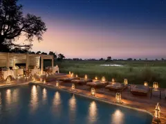 Botswana-Nxabega-Okavango-Tented-Camp-Guest-Area-Deck-dinner-at-the-pool