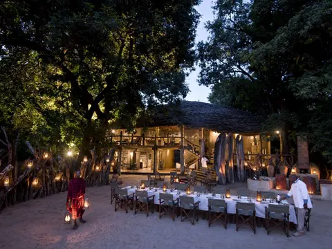 Tanzania-Lake-Manyara-Tree-Lodge-Guest-area-boma-at-night-2021-1