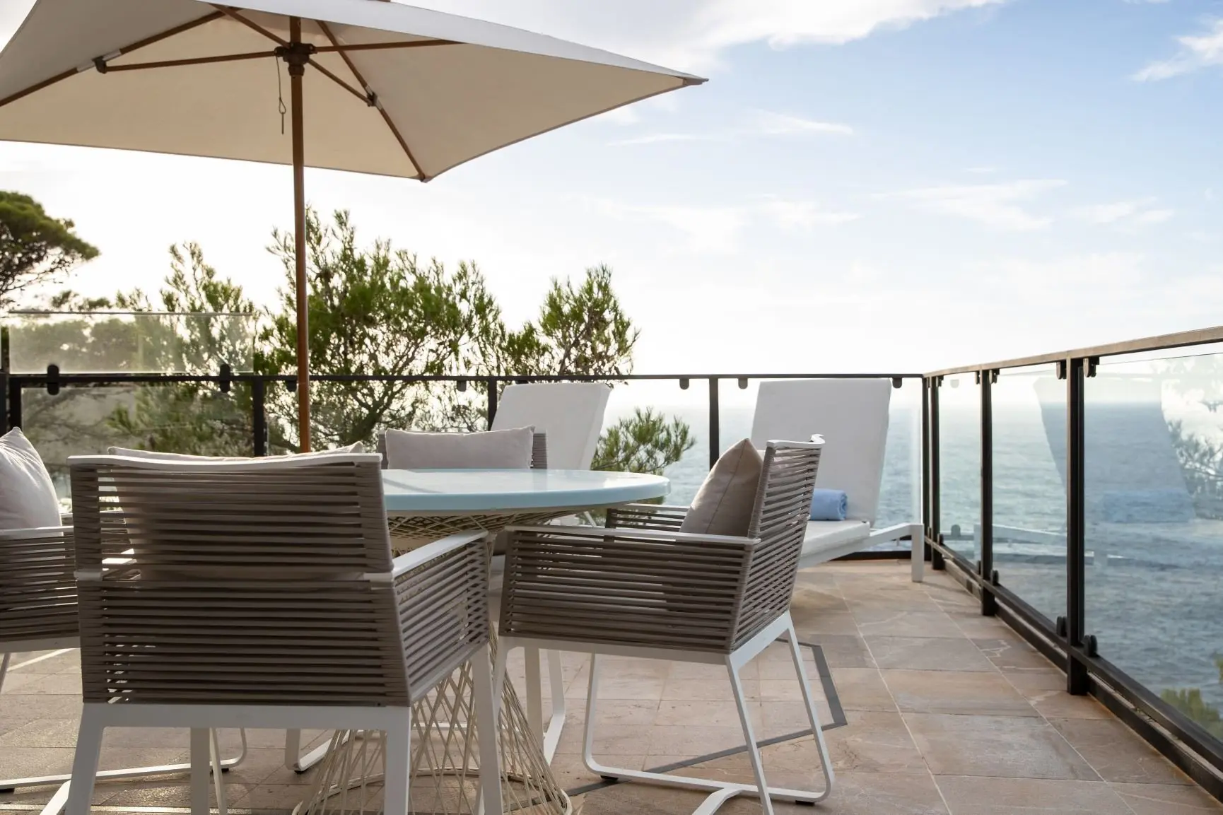 Jumeirah-Port-Soller-Mar-Blau-Signature-Suite-Outside-Terrace-Lounge-Set-Ocean-Sea-View-Sky