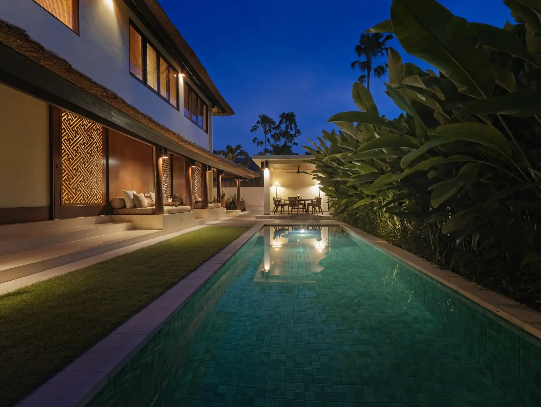 Three Bedroom Pool Villa - First Pool Evening