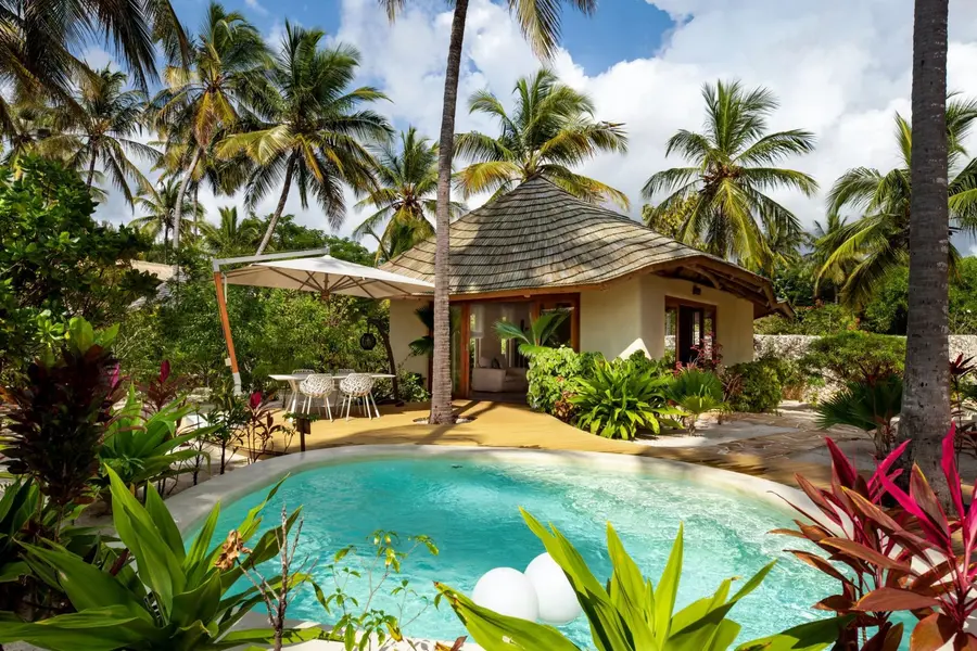 _Living room and pool in a luxury villa