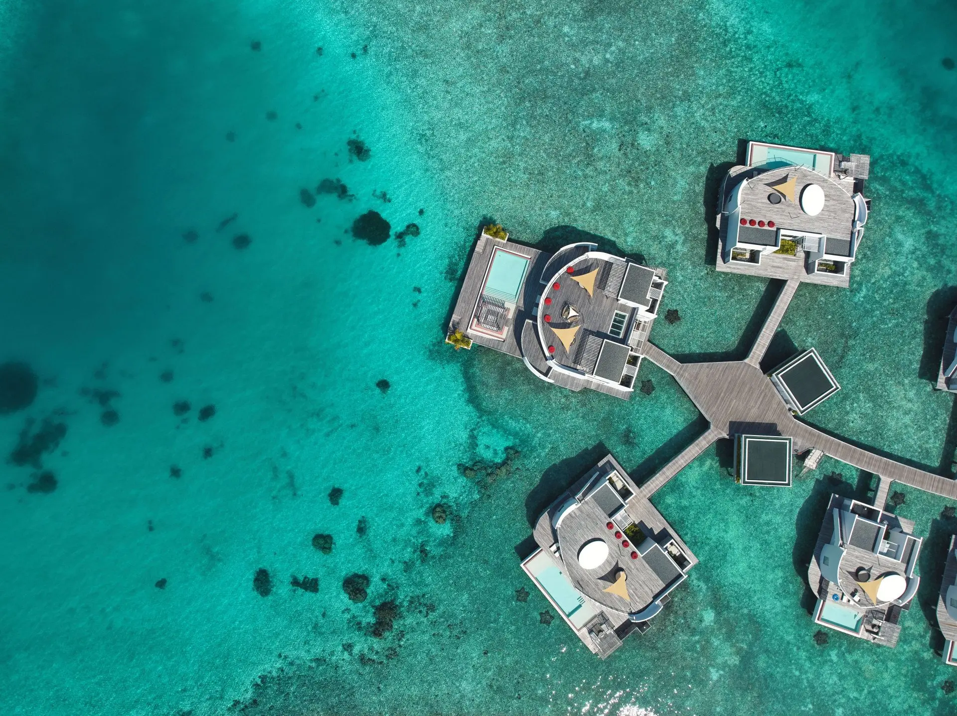 High_resolution_300dpi-Jumeirah Maldives - Aerial Top Down Two Bedroom Water Villa and Three Bedroom Water Villa